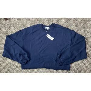 Garage Pullover Chopped Crew Sweater Women’s XXS/XS Soft Terry Blue NWT